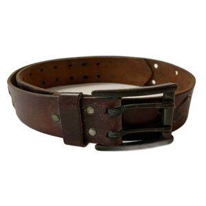 Genuine Leather Brown Belt Criss Cross Trim Western Coastal Cowgirl